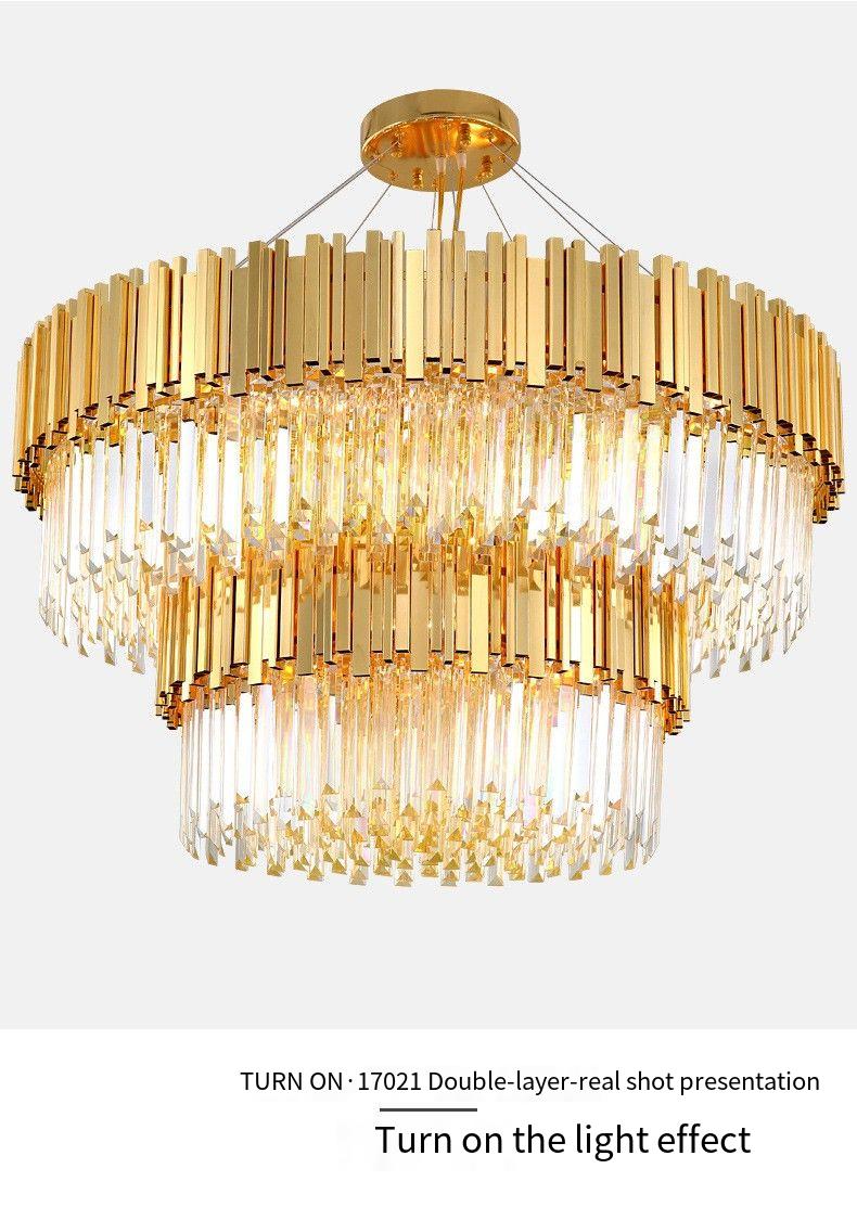 Elegant Crystal Chandelier with Gold Aluminum Frame - Multiple Sizes 