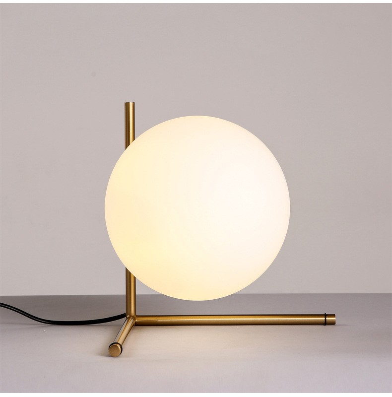 Simple glass ball desk lamp with bronze bracket