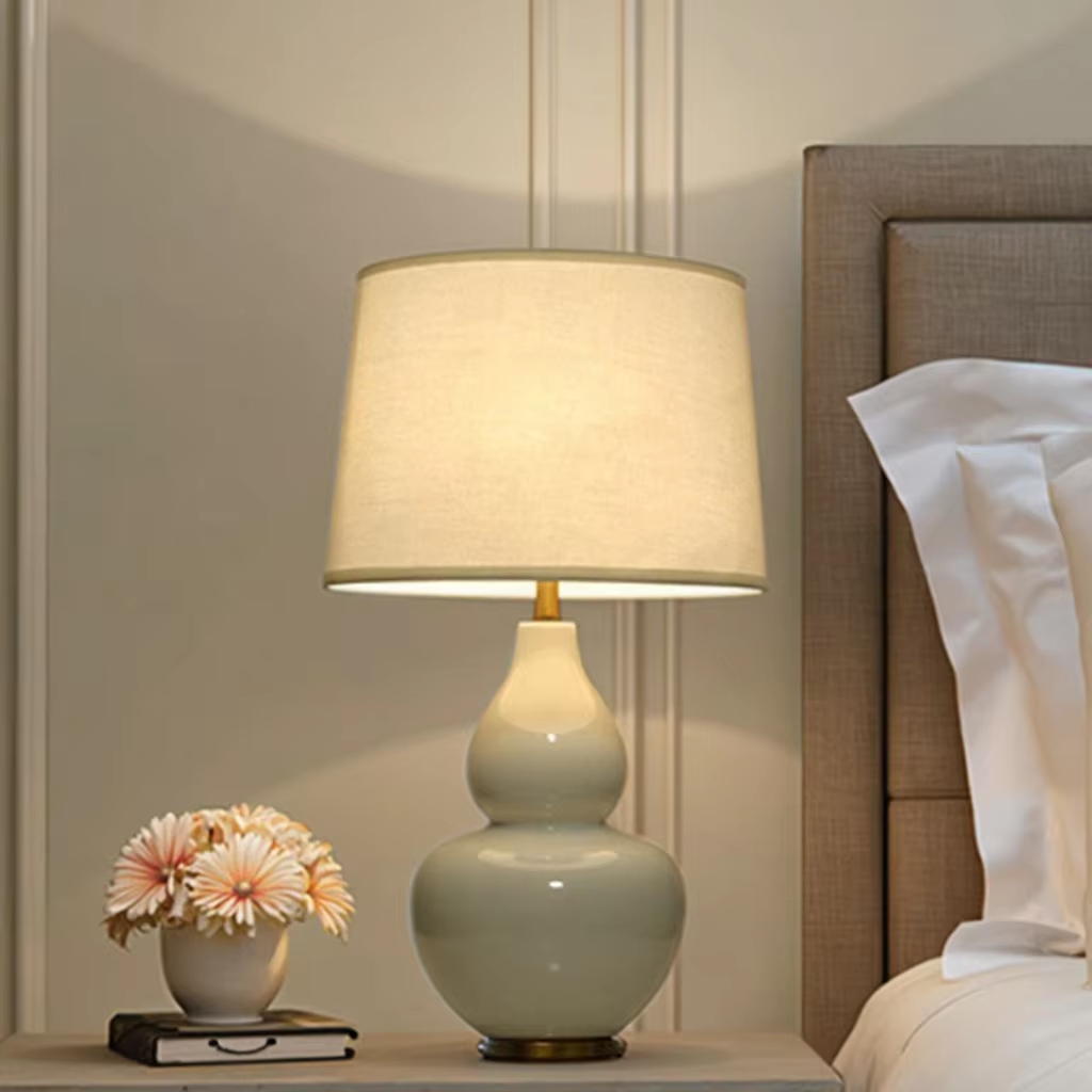 Elevate Home Ambiance with Ceramic - Body Linen - Shade Table Lamp: Timeless Elegance & Versatile Lighting