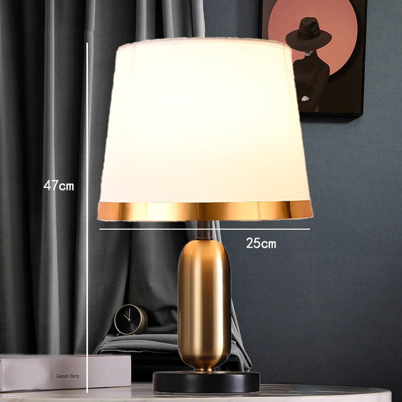 Stylish Gold Metal Table Lamp with Black/White Fabric Shade