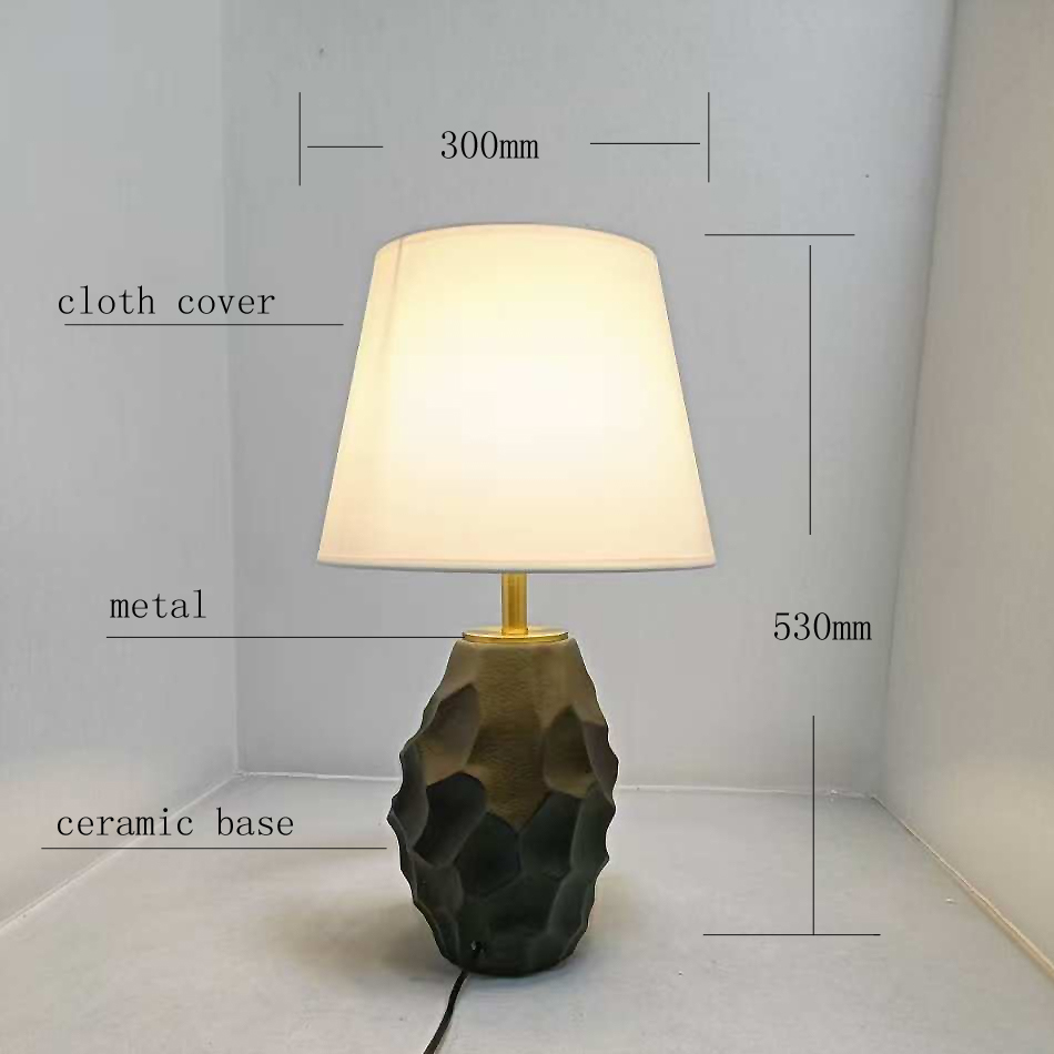 Textured Ceramic Base Table Lamp with Fabric Shade