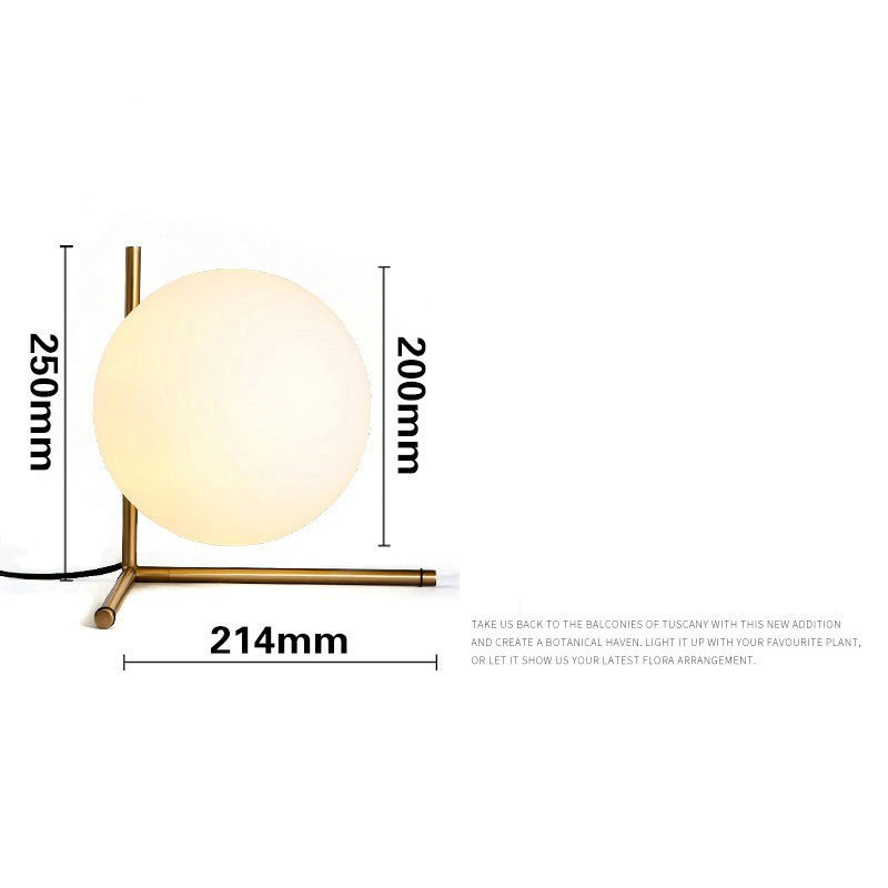 Simple glass ball desk lamp with bronze bracket