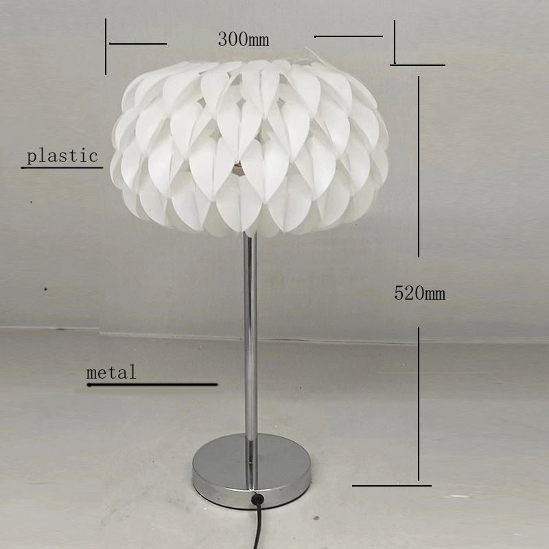 Modern Chrome Metal Table Lamp with White PVC Shade