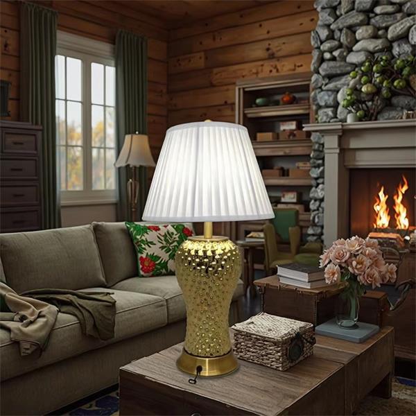 Luxury Gold Ceramic Table Lamp with Linen Shade