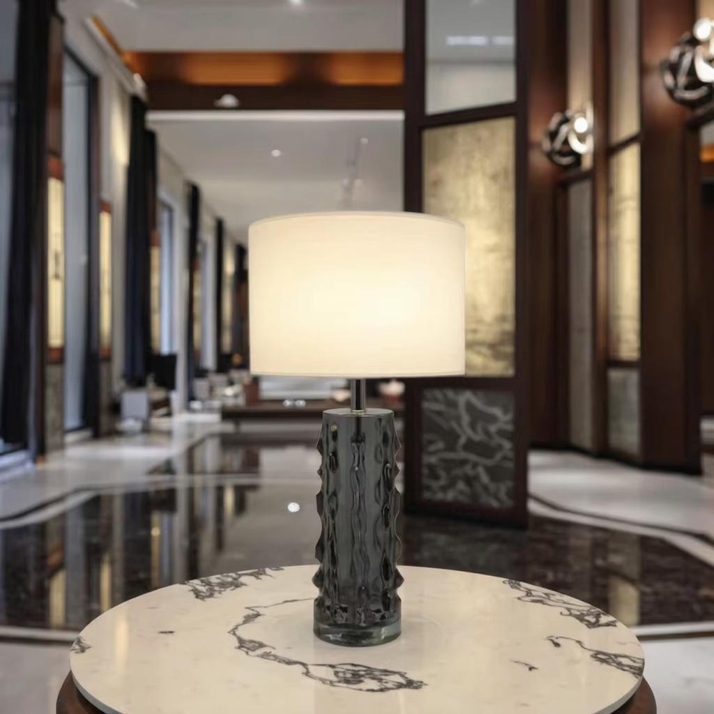Elevate Spaces with Artistic Textured Glazed Column Table Lamp