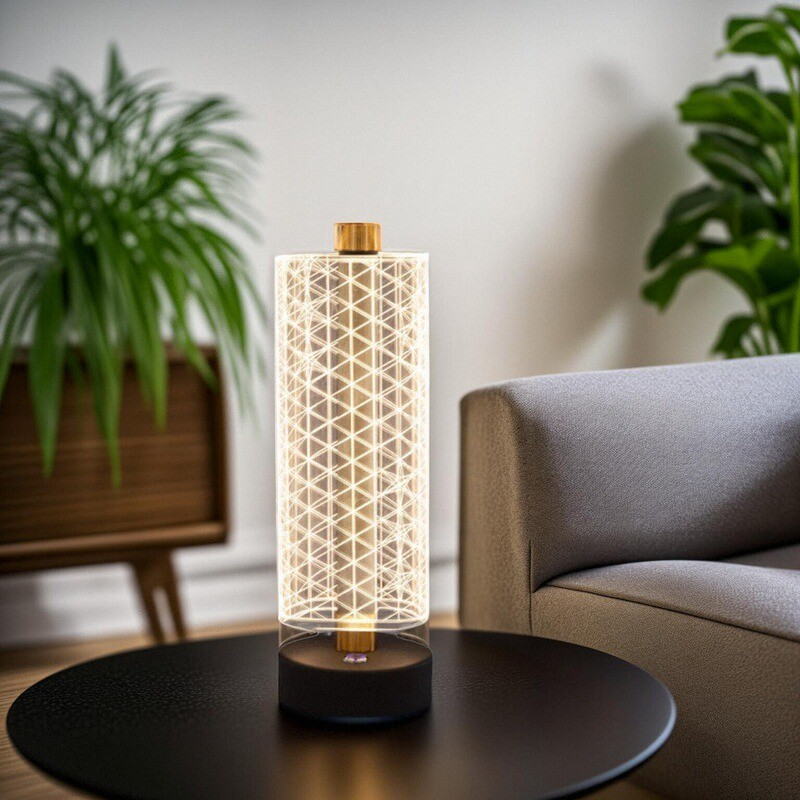 Geometric Cylindrical Table Lamp with 8W LED