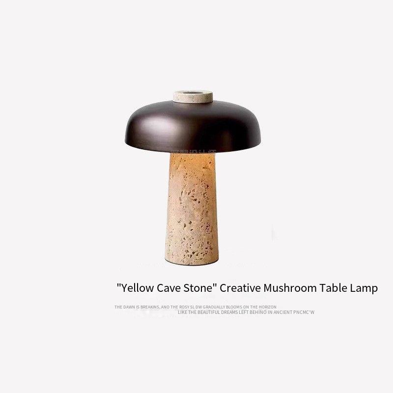Yellow Cave Stone  Creative Mushroom Table Lamp