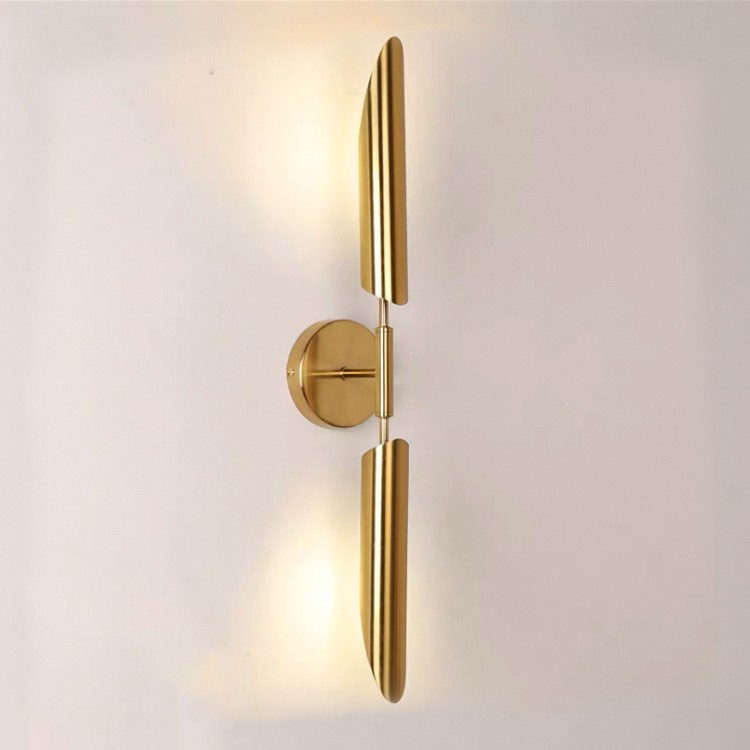 Modern Elegance: Gold Finish Double Fixture Wall Lamp