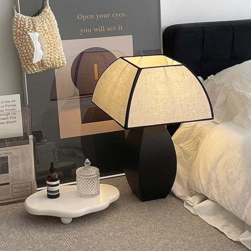 Minimalist Black Metal & Linen Table Lamp: Industrial Elegance for Modern Spaces