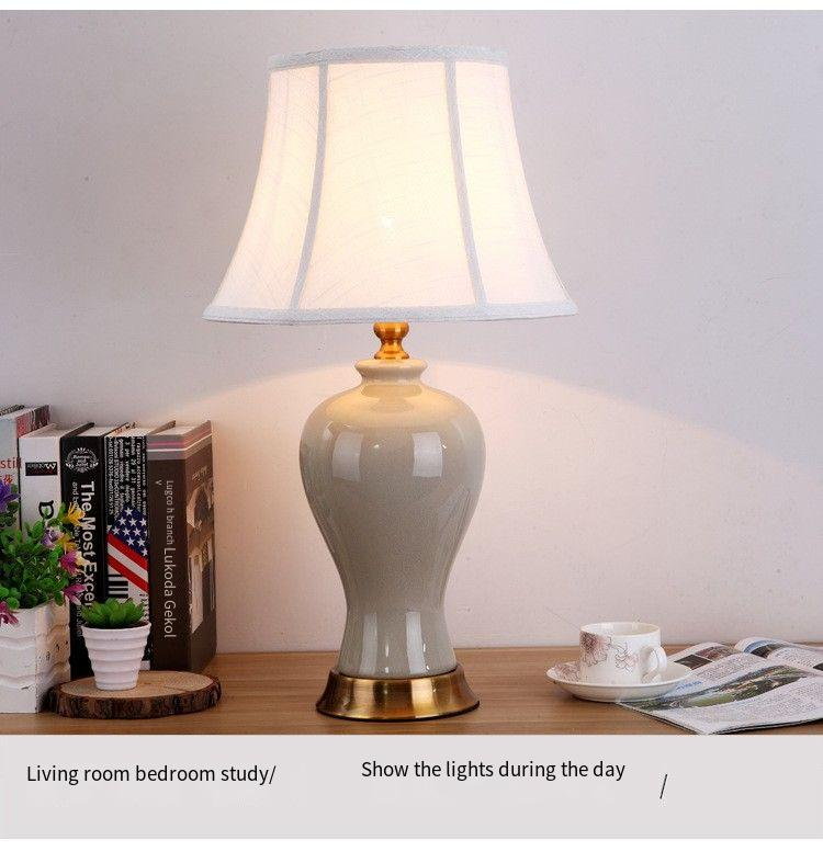 Ceramic Body Table Lamp with Linen Shade & Metal Base (330×600mm)