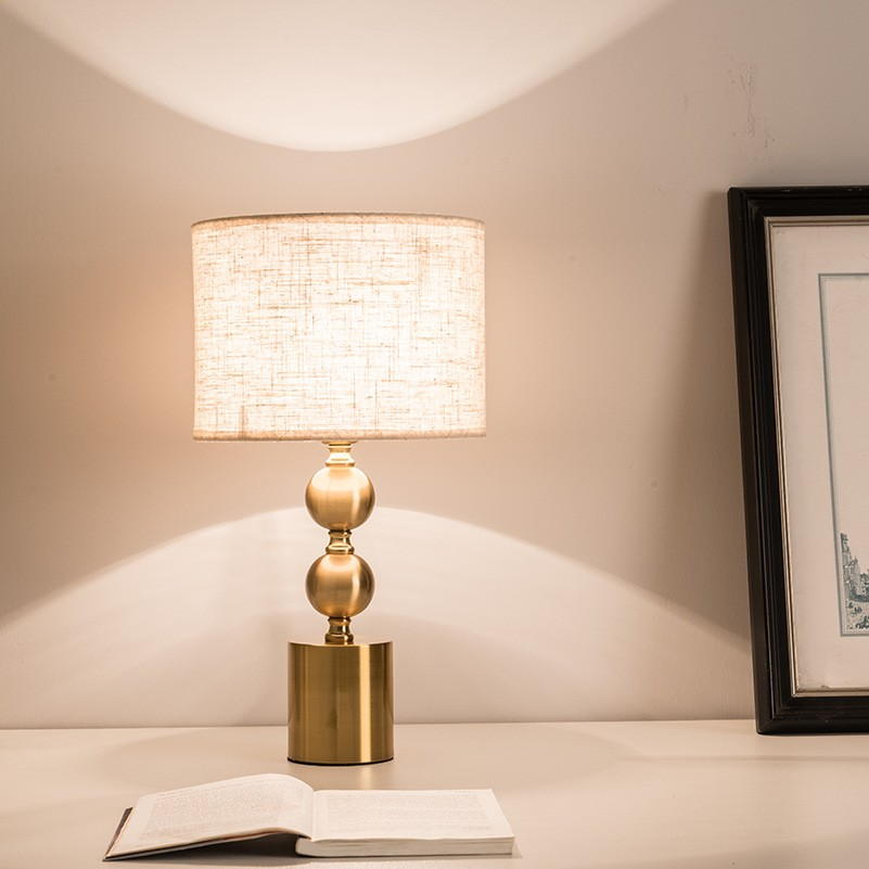 Elevate Spaces with Brass - Based Linen - Shade Table Lamp: Timeless Charm & Warm Illumination