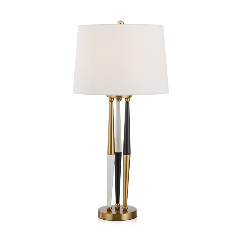 Modern Tri - Color Metal Table Lamp with White Linen Shade (360×700mm, E27)