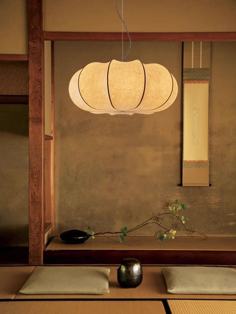 Handmade Silk Pumpkin Chandelier - Warm Ambient Japanese - Style Lighting