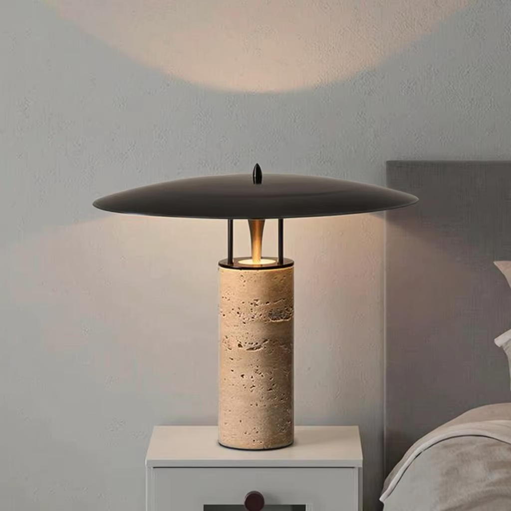 Modern Elegance: Black and Yellow Cave Stone Table Lamp