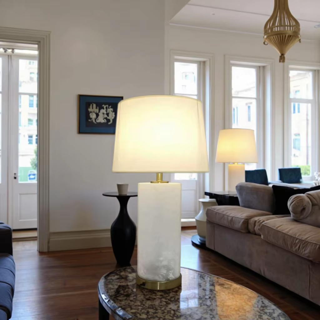 Elegant Cloud - Glass Table Lamp with Golden Metal Base