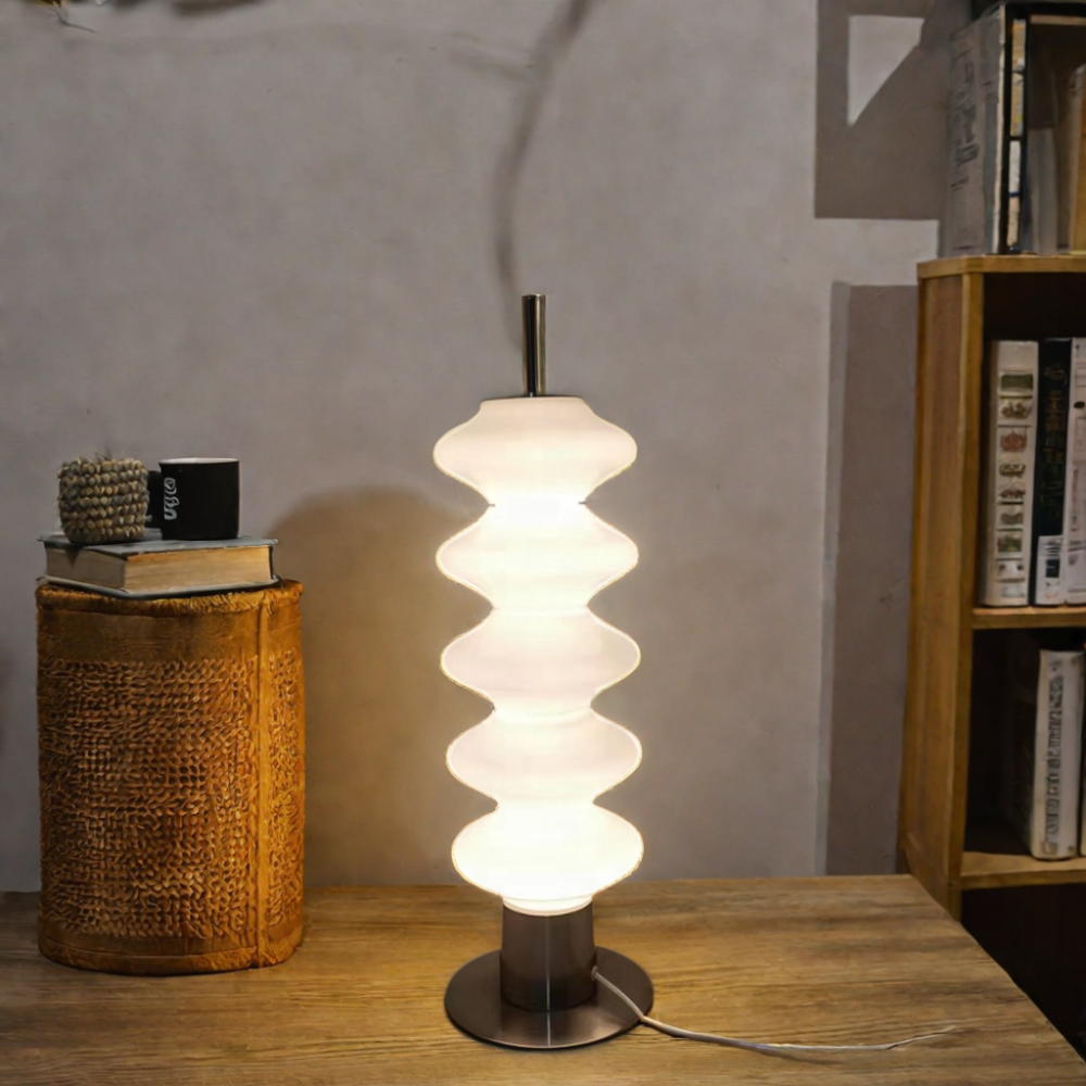 Modern Minimalist Milky White Glass and Sand-Nickel Metal Floor Lamp: An Artistic Choice with Intertwined Light and Shadow