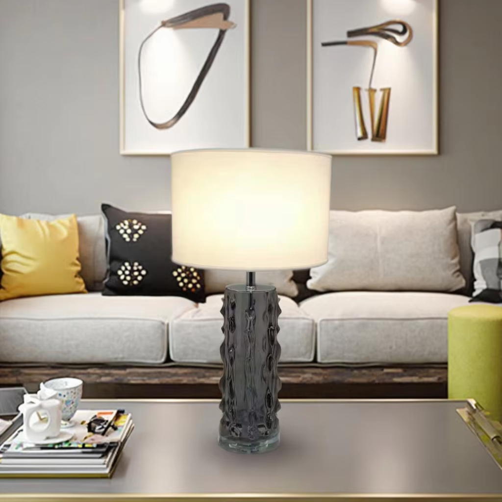 Elevate Spaces with Artistic Textured Glazed Column Table Lamp