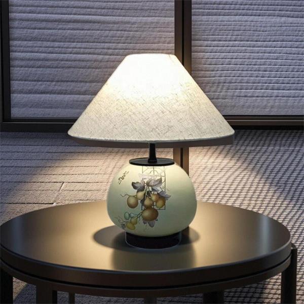 Hand - Painted Ceramic Table Lamp: Oriental Charm for Modern Spaces