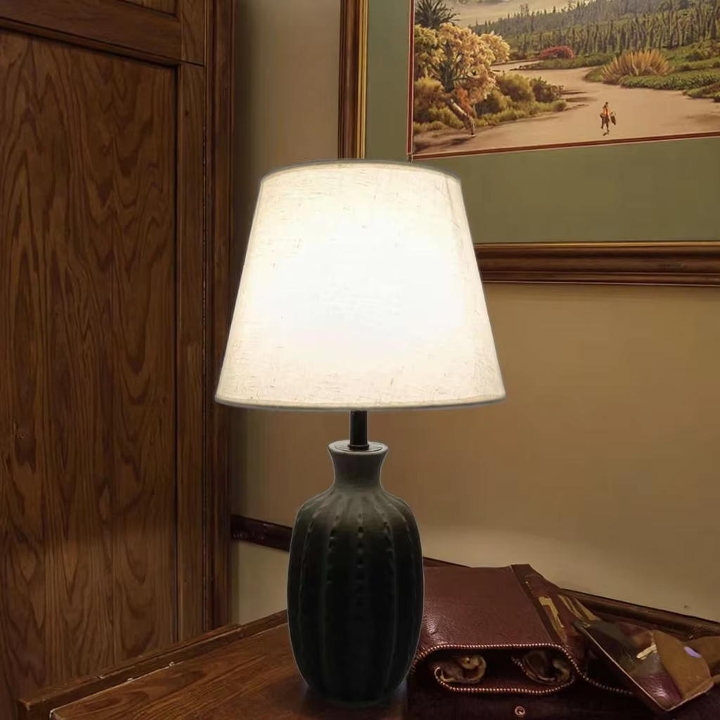 Black and White Fusion: The Elegance of a Black Ceramic and White Linen Table Lamp
