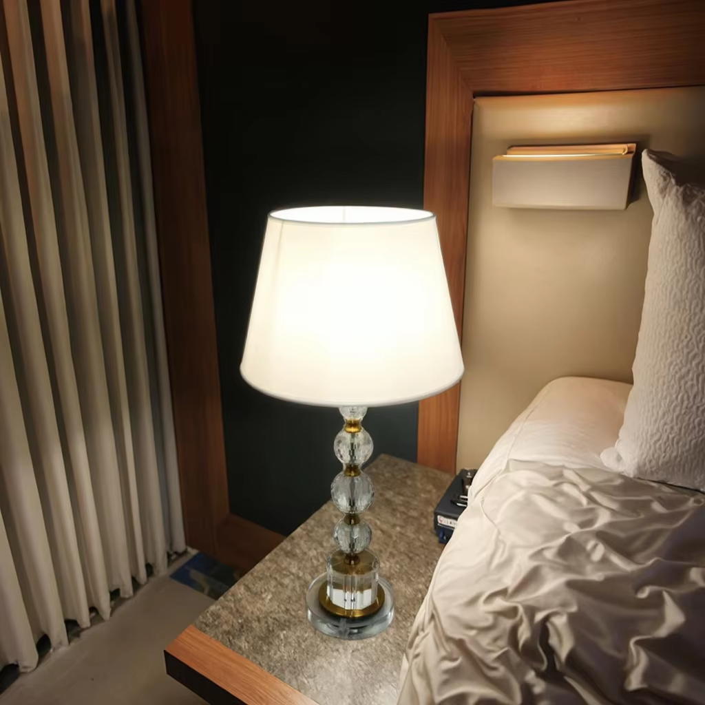 Luxurious Elegance: Fabric, Metal, and Crystal Table Lamp