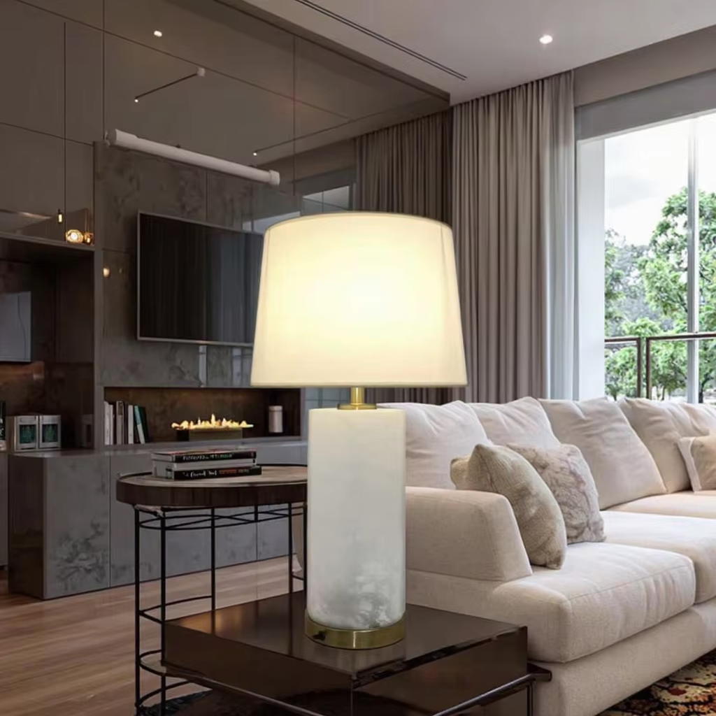 Elegant Cloud - Glass Table Lamp with Golden Metal Base
