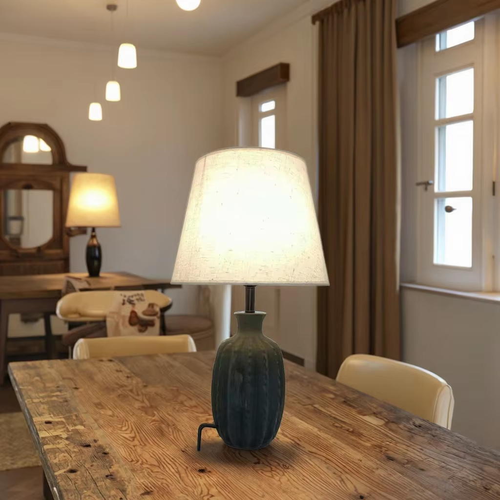 Black and White Fusion: The Elegance of a Black Ceramic and White Linen Table Lamp