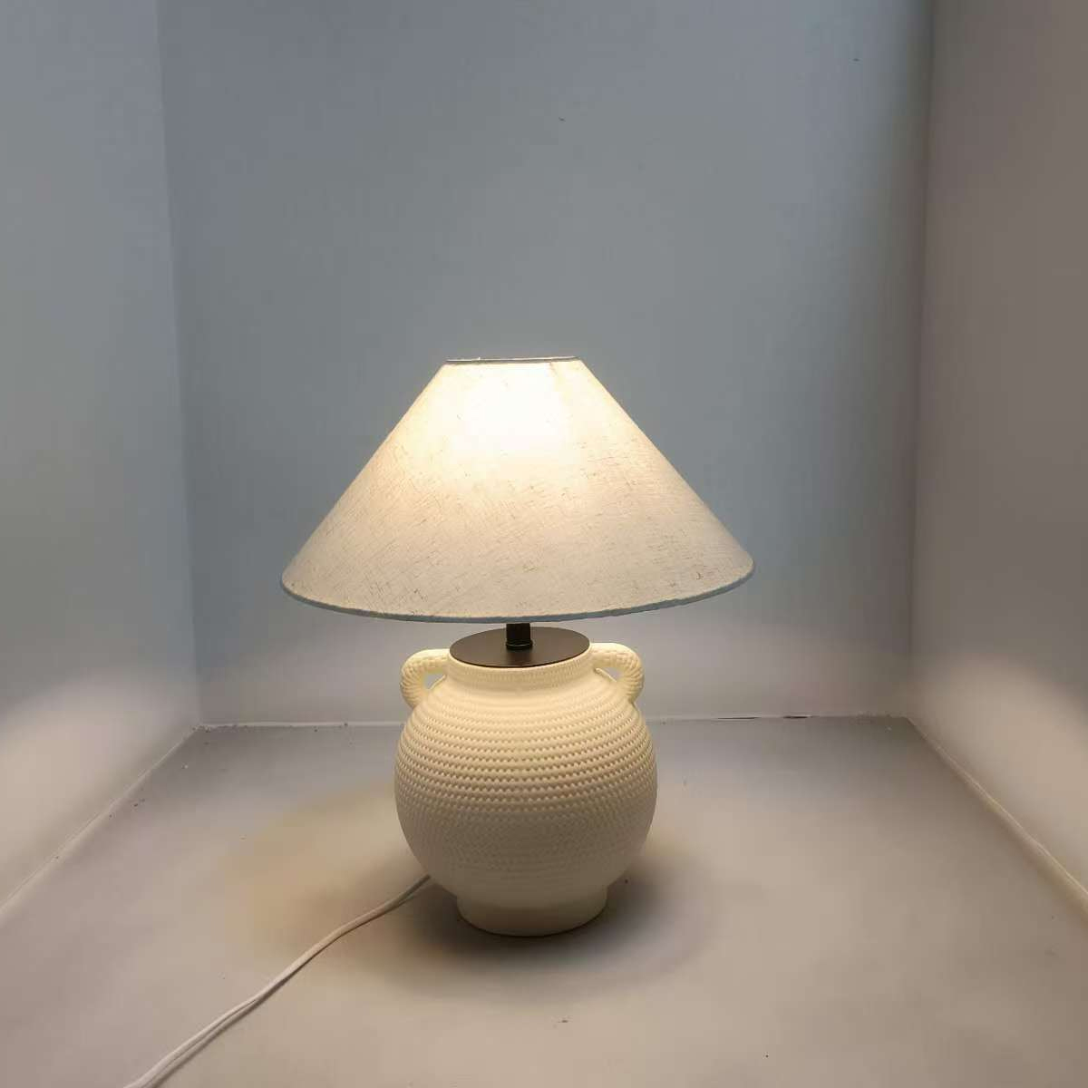 Ceramic Base Fabric Shade Table Lamp - Elegant Home Decor