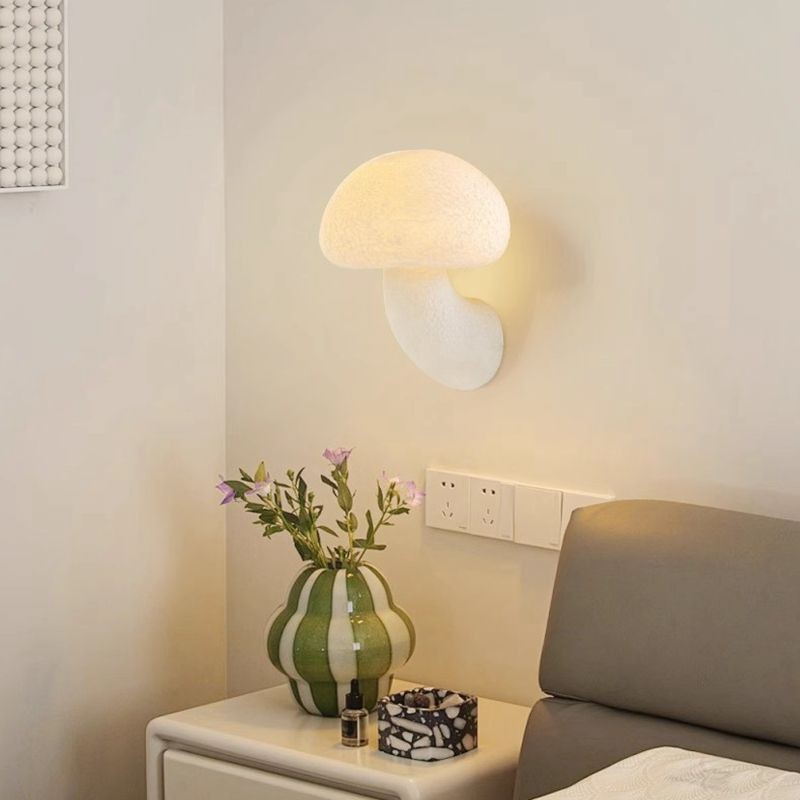 Whimsical Elegance: Pure White Mushroom Wall Lamp