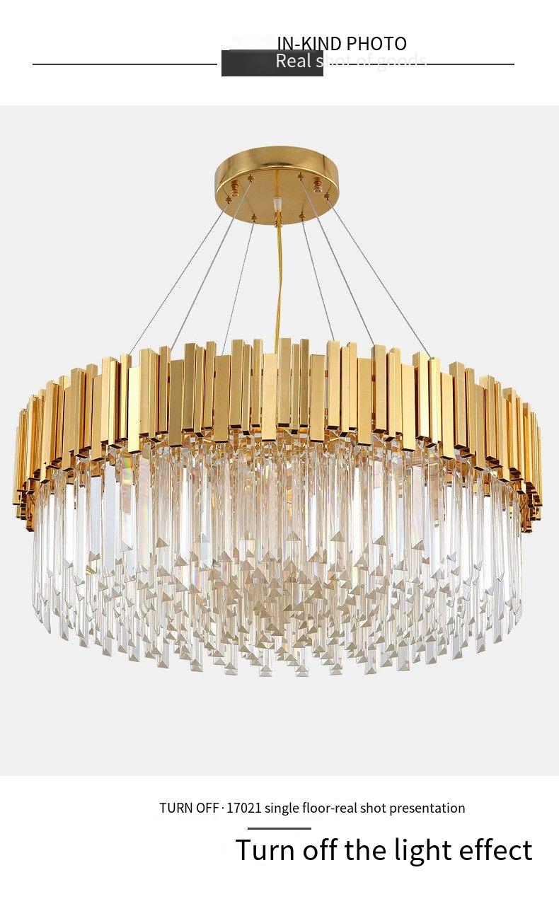 Elegant Crystal Chandelier with Gold Aluminum Frame - Multiple Sizes 