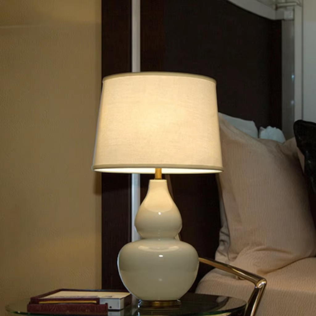 Elevate Home Ambiance with Ceramic - Body Linen - Shade Table Lamp: Timeless Elegance & Versatile Lighting