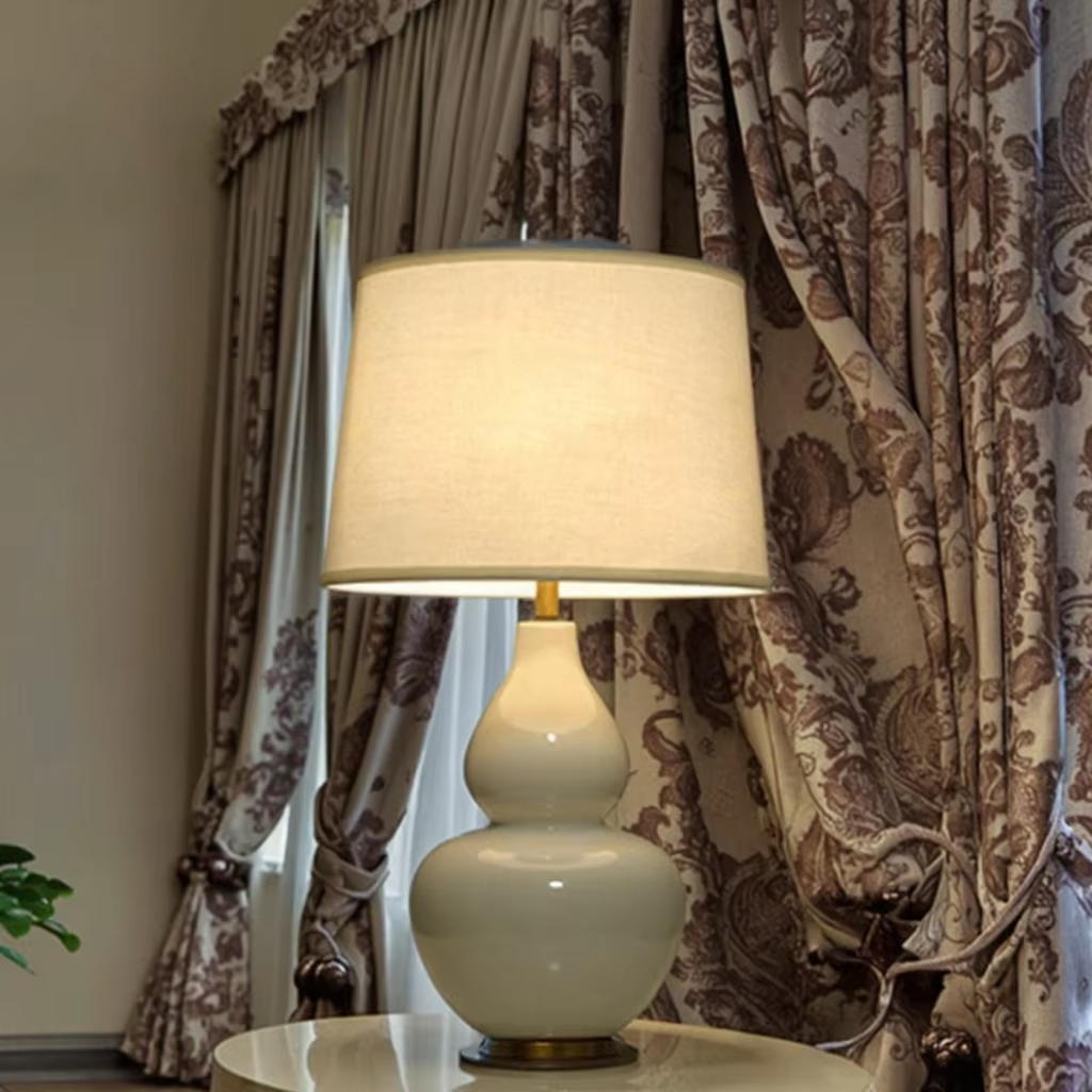 Elevate Home Ambiance with Ceramic - Body Linen - Shade Table Lamp: Timeless Elegance & Versatile Lighting