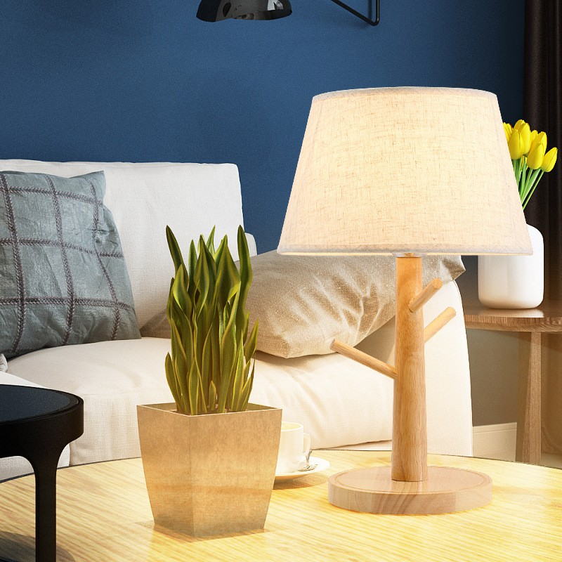Nordic Natural Style: Wooden Table Lamps with Linen Shades