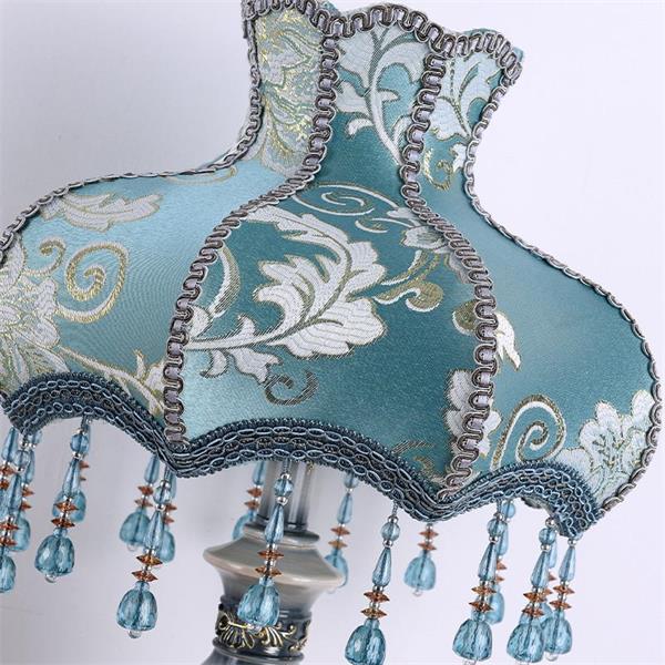 Vintage Resin Table Lamp with Fabric - Patterned Shade