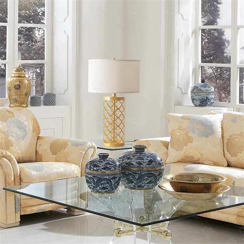 Elegant Gold - Bronze Electroplated Table Lamp: Linen Shade & Hollow - Out Design
