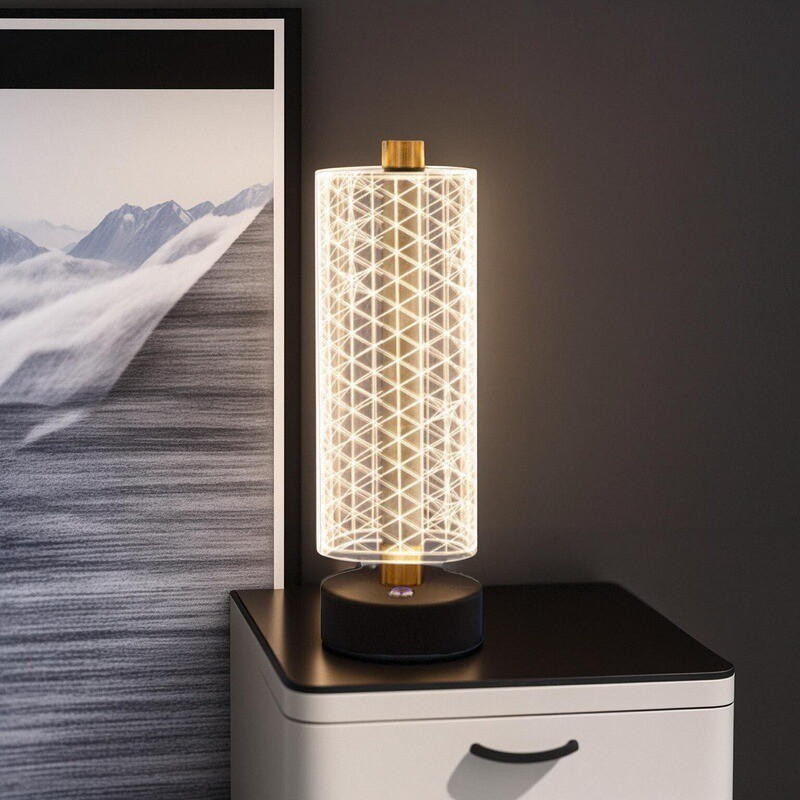 Geometric Cylindrical Table Lamp with 8W LED