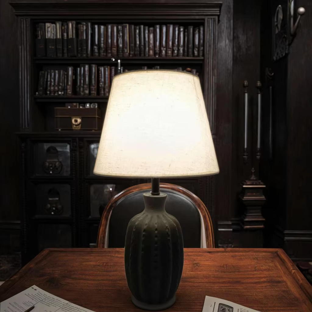Black and White Fusion: The Elegance of a Black Ceramic and White Linen Table Lamp