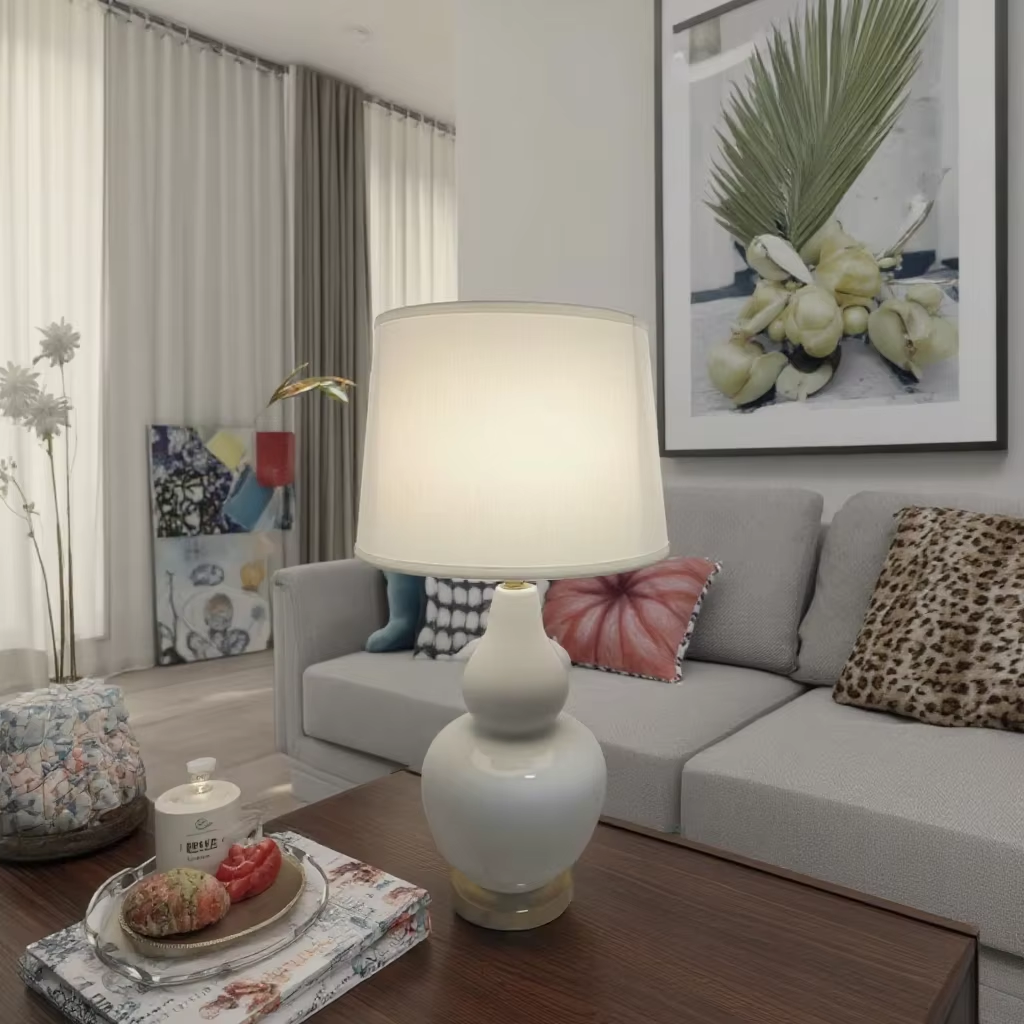 Ceramic Body Cloth Shade Table Lamp