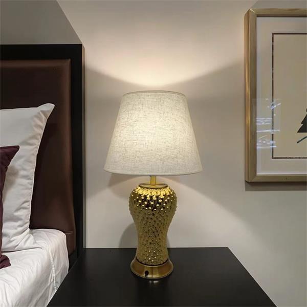 Luxury Gold Ceramic Table Lamp with Linen Shade