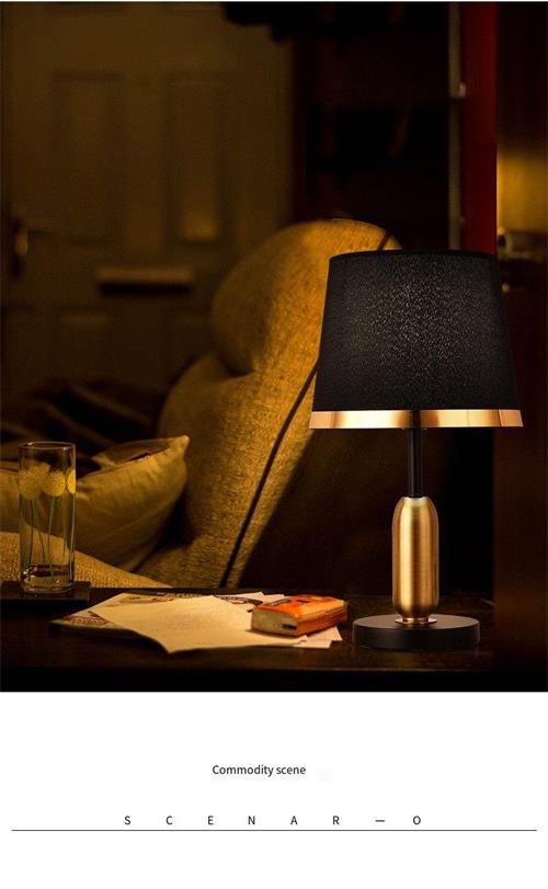Stylish Gold Metal Table Lamp with Black/White Fabric Shade
