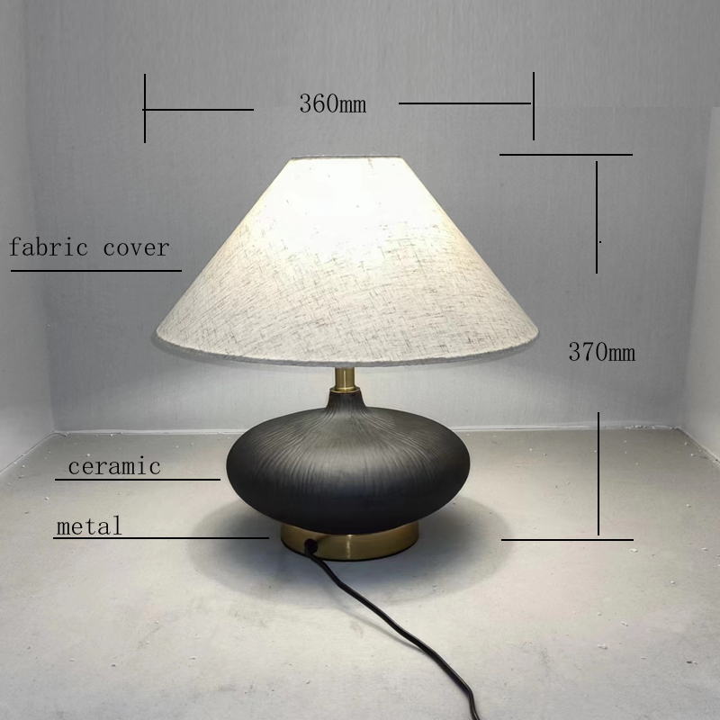 Modern Minimalist Ceramic Table Lamp with Linen Shade and Brass Accents