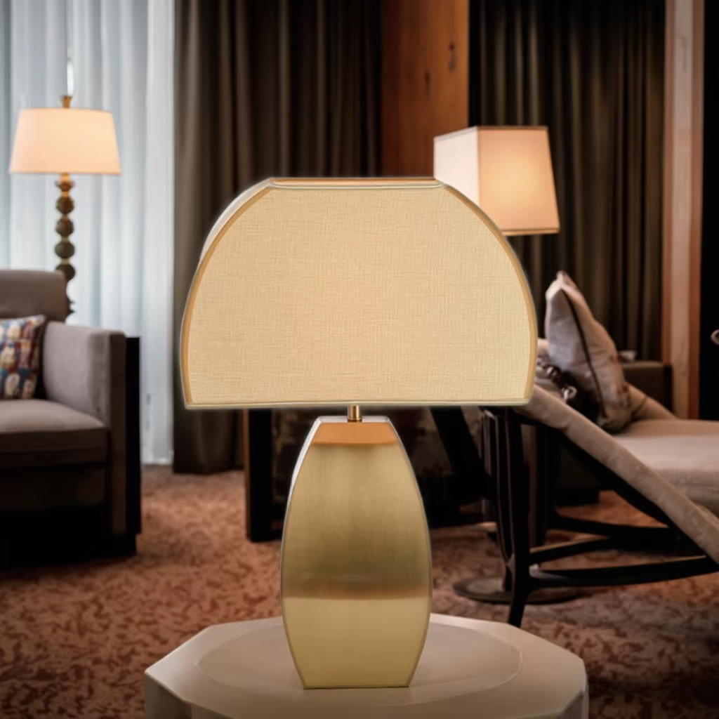 Modern Gold - Toned Table Lamp: Elevate Spaces with Sleek Elegance