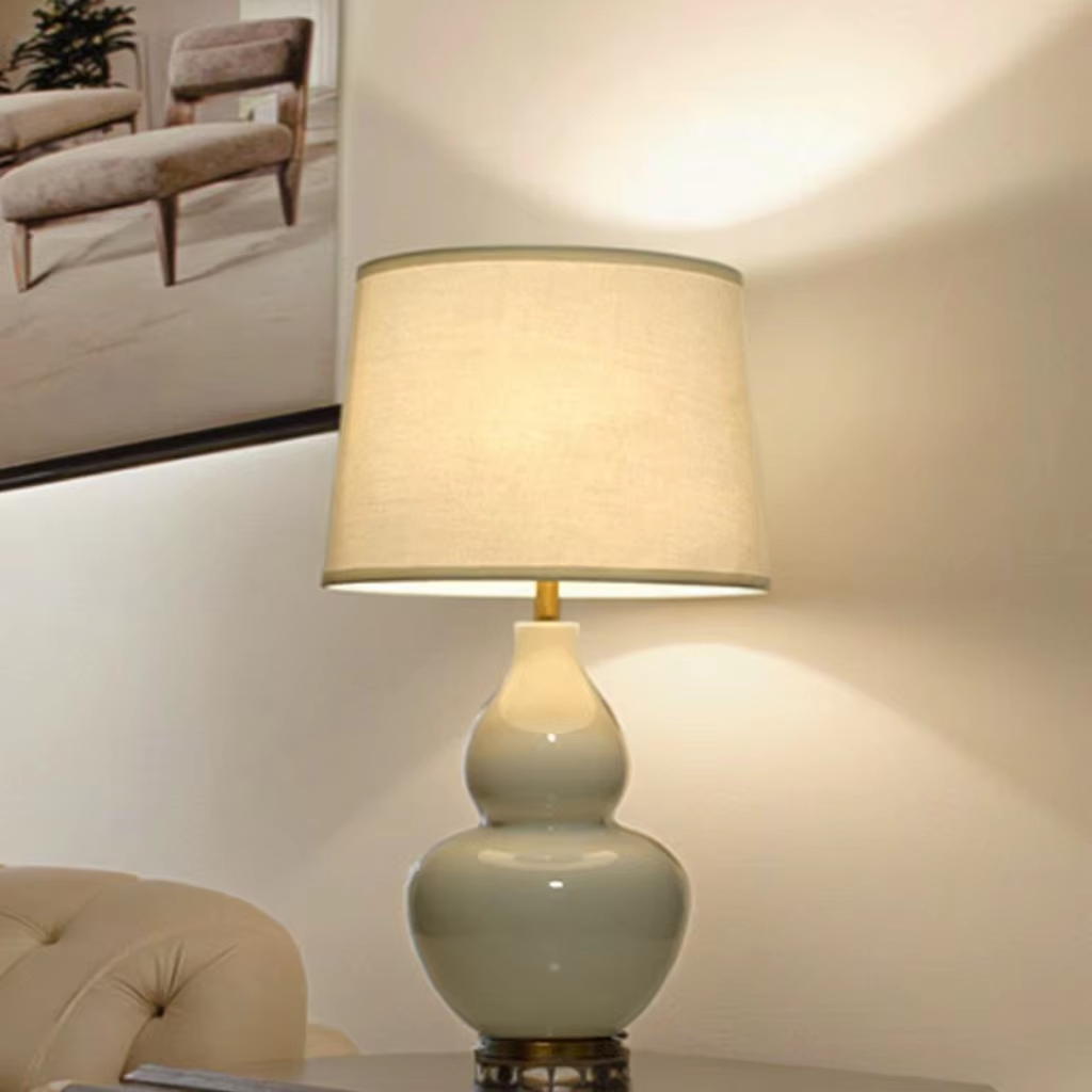 Elevate Home Ambiance with Ceramic - Body Linen - Shade Table Lamp: Timeless Elegance & Versatile Lighting