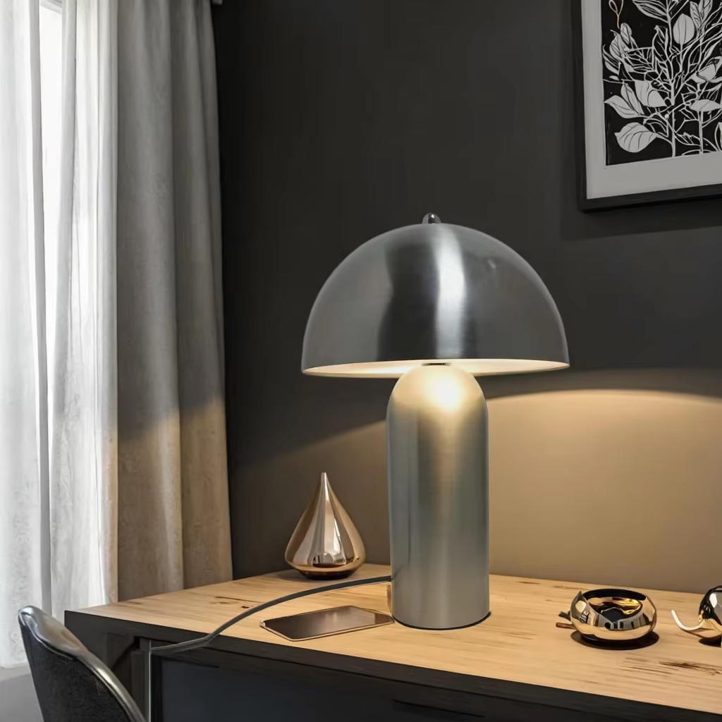 Modern Nickel Metal Table Lamp - Industrial Charm for Your Home