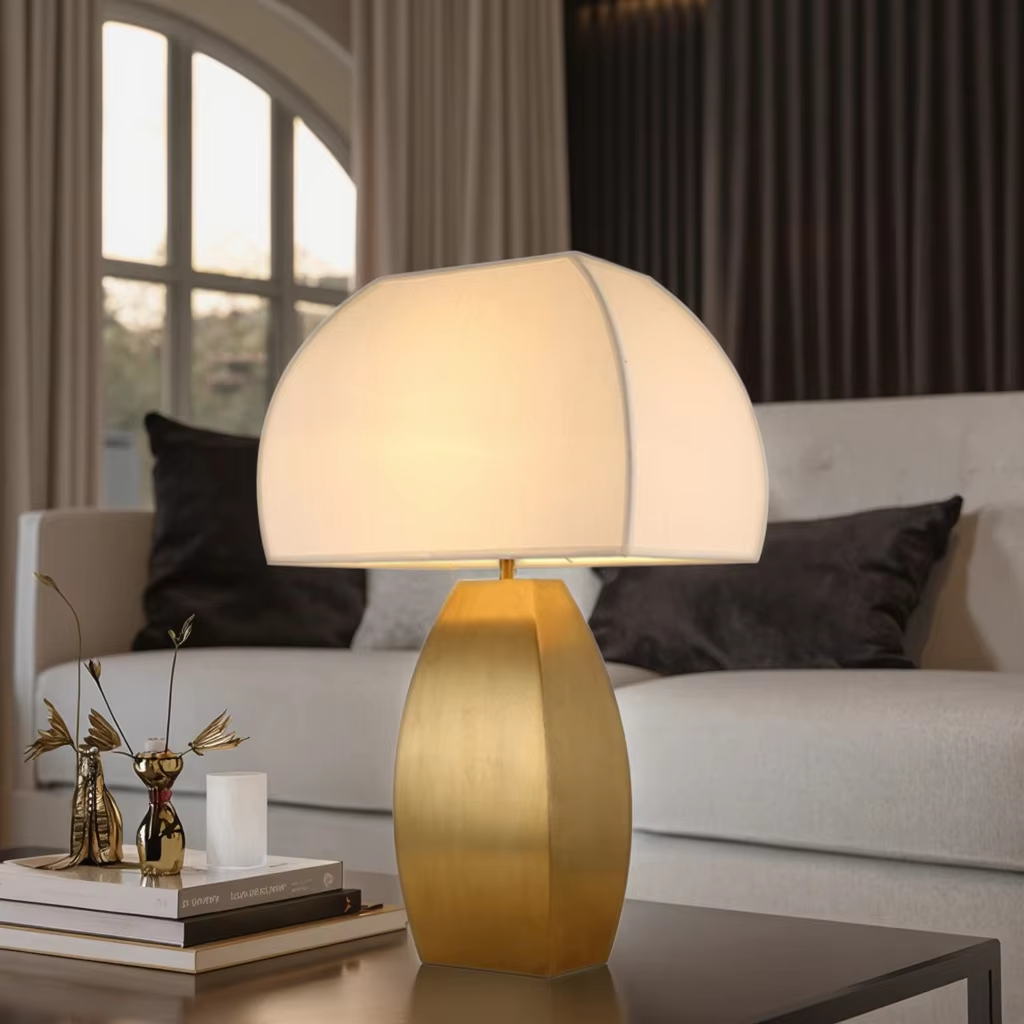 Modern Gold - Toned Table Lamp: Elevate Spaces with Sleek Elegance