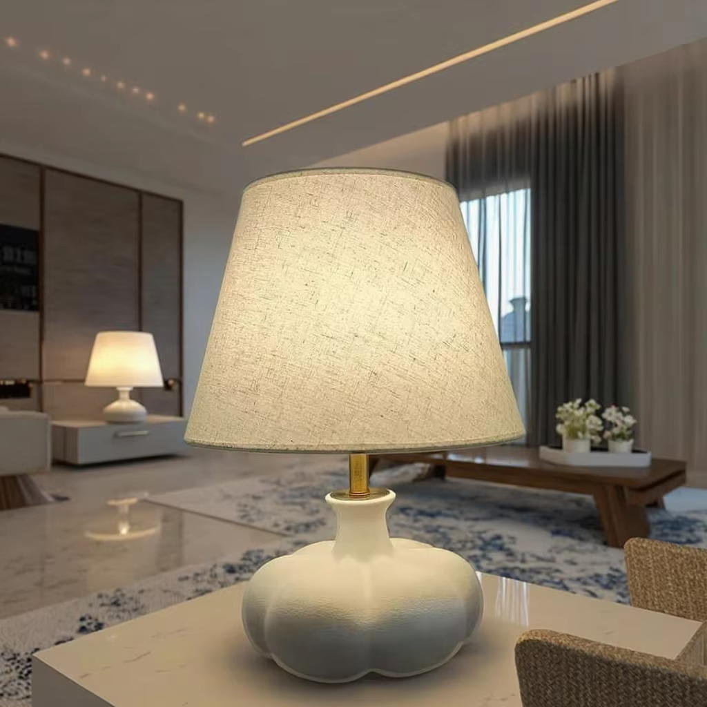 Elegant Ceramic Table Lamp with Linen Shade - A Perfect Blend of Style and Warmth