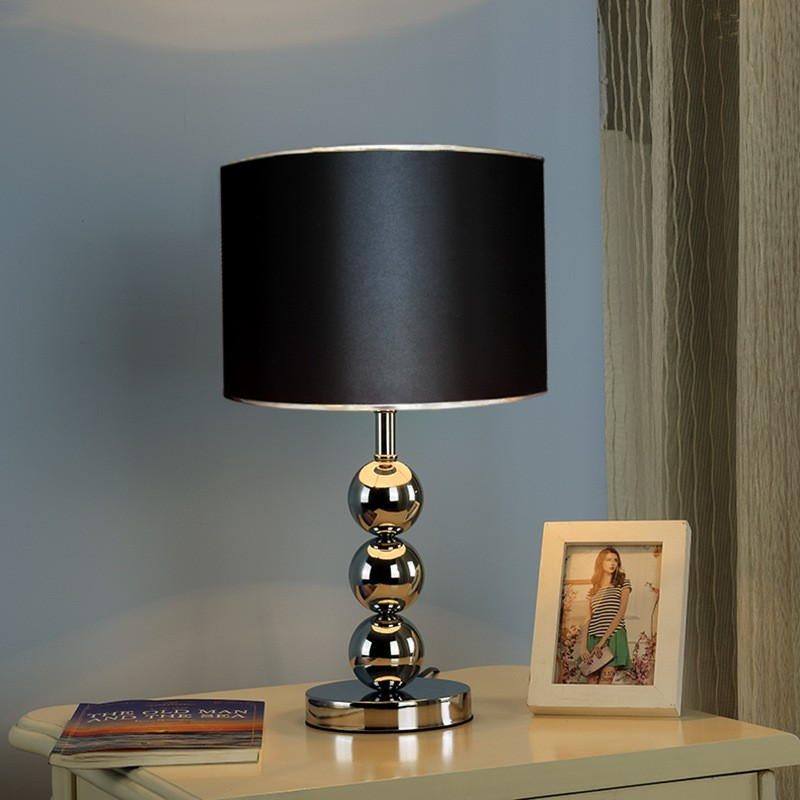 Modern Polished Chrome Table Lamp with Drum Shade
