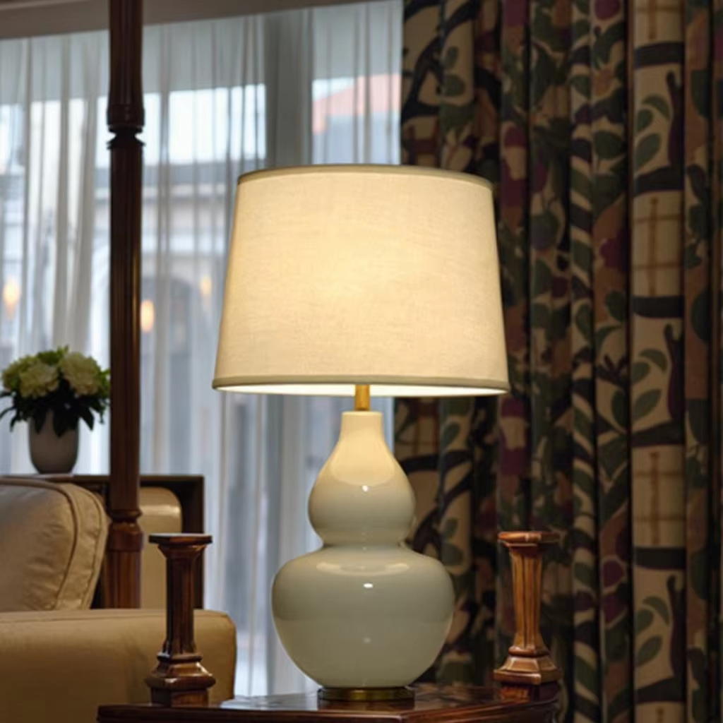 Elevate Home Ambiance with Ceramic - Body Linen - Shade Table Lamp: Timeless Elegance & Versatile Lighting