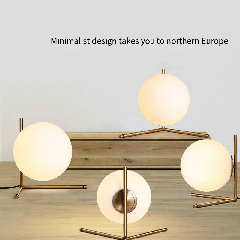 Simple glass ball desk lamp with bronze bracket
