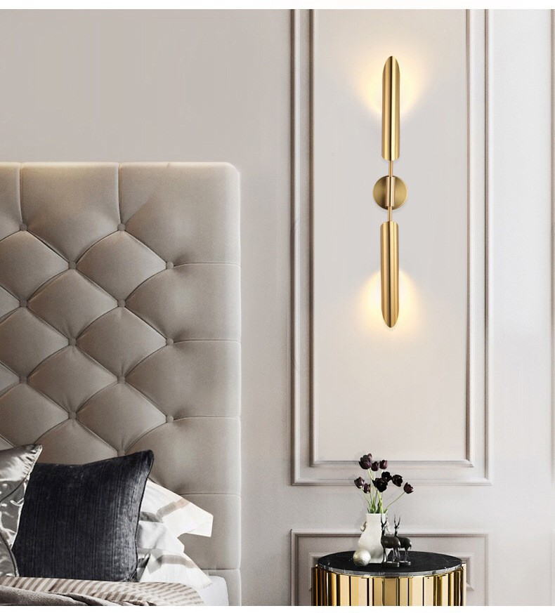 Modern Elegance: Gold Finish Double Fixture Wall Lamp