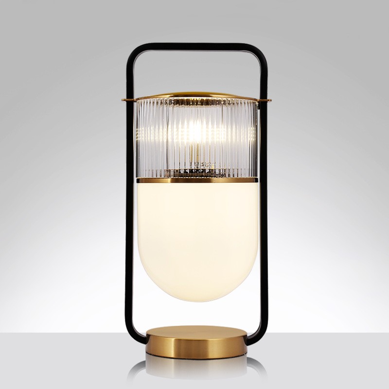 Modern Elegance: Dual - Shade Table Lamp with Metal Handle & Base